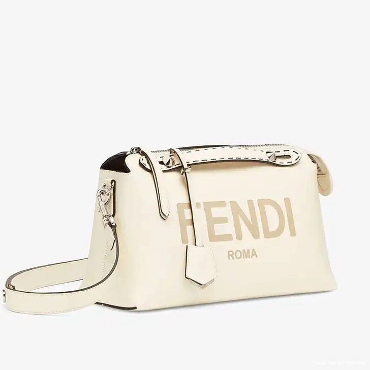 Affordable HOT Calf Bag The Way Leather Fendi Medium Boston By In Logo White ROMA 0523